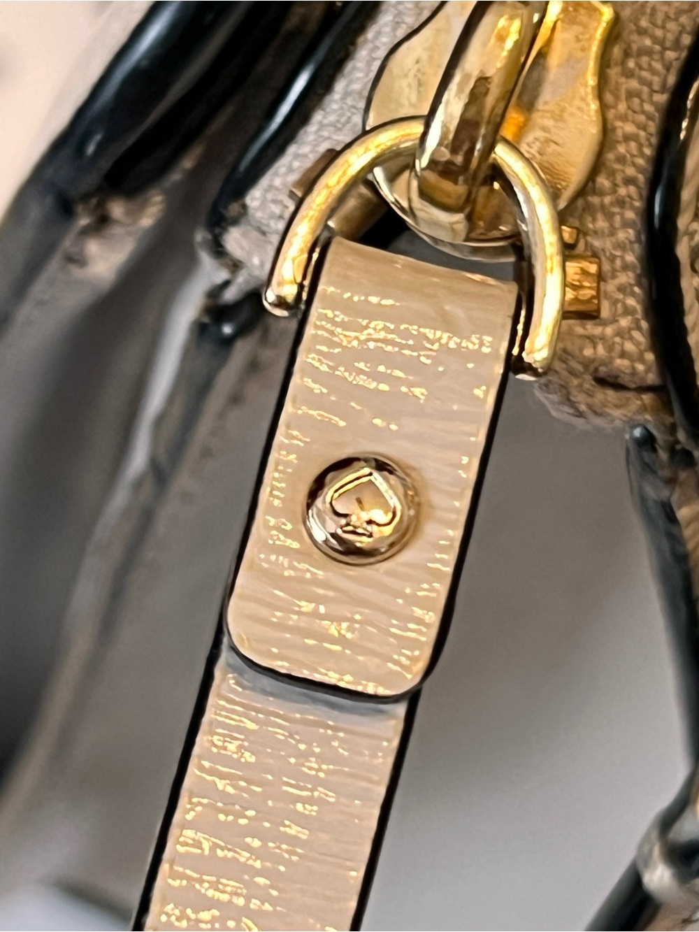 kate spade gray Patent Leather Satchel with Gold Hardware crossbody bag - Picture 16 of 17
